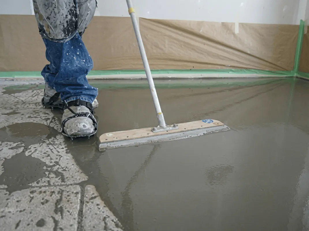 Uneven floor being professionally repaired in Milwaukee, WI